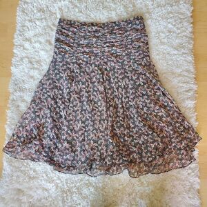 MAX STUDIO Women's Midi‎ Skirt Floral Print 100% Silk  Lined  Size Medium Y2K